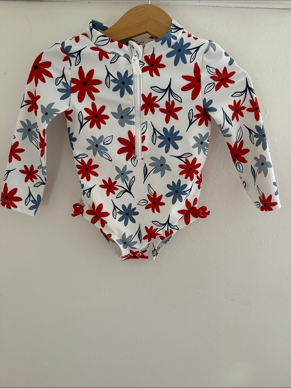 Carters 4th of July Baby Long Sleeve Floral Rashguard Swimsuit - Flower Print